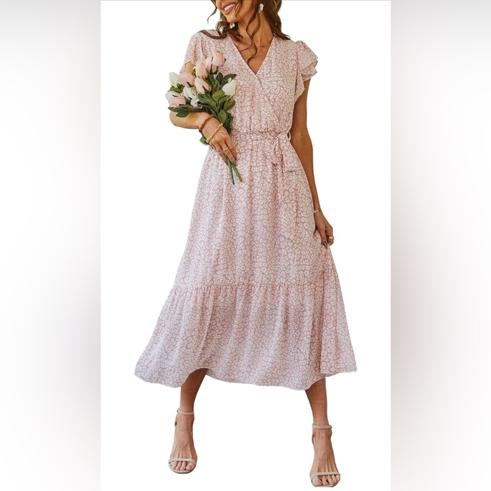 PRETTY GARDEN maxi wrap dress with tie |